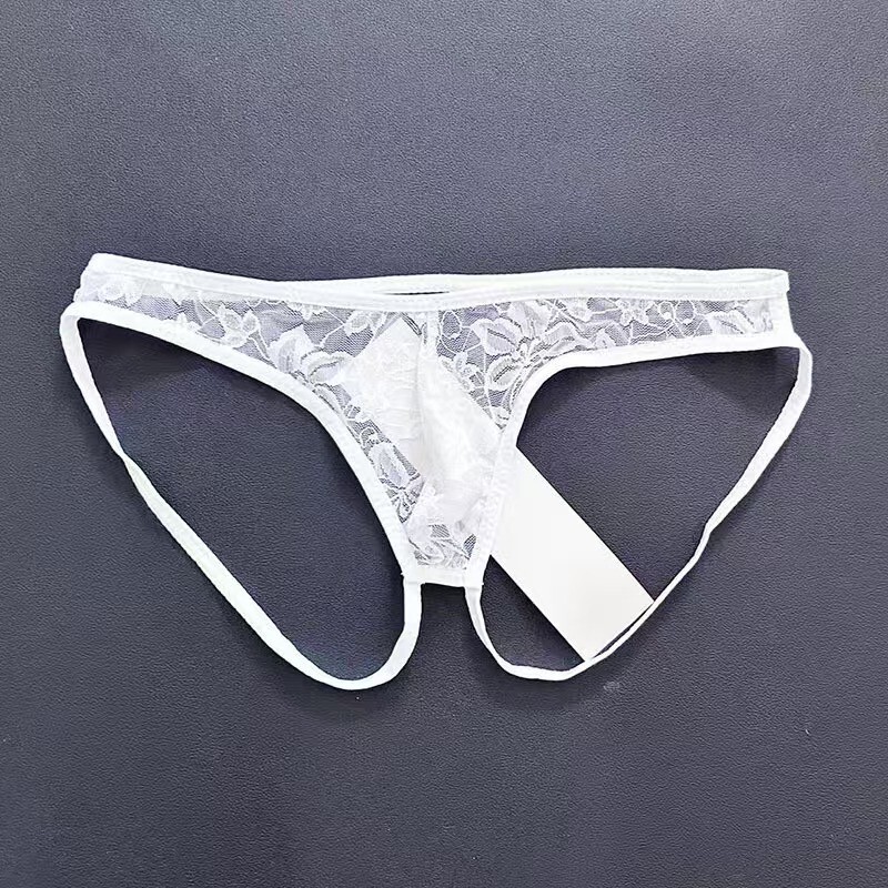 Muxinting Men's Transparent Lace Sexy Thong U-Convex Double Thong Underwear Men's Tempting Low-Waist Sexy Underwear