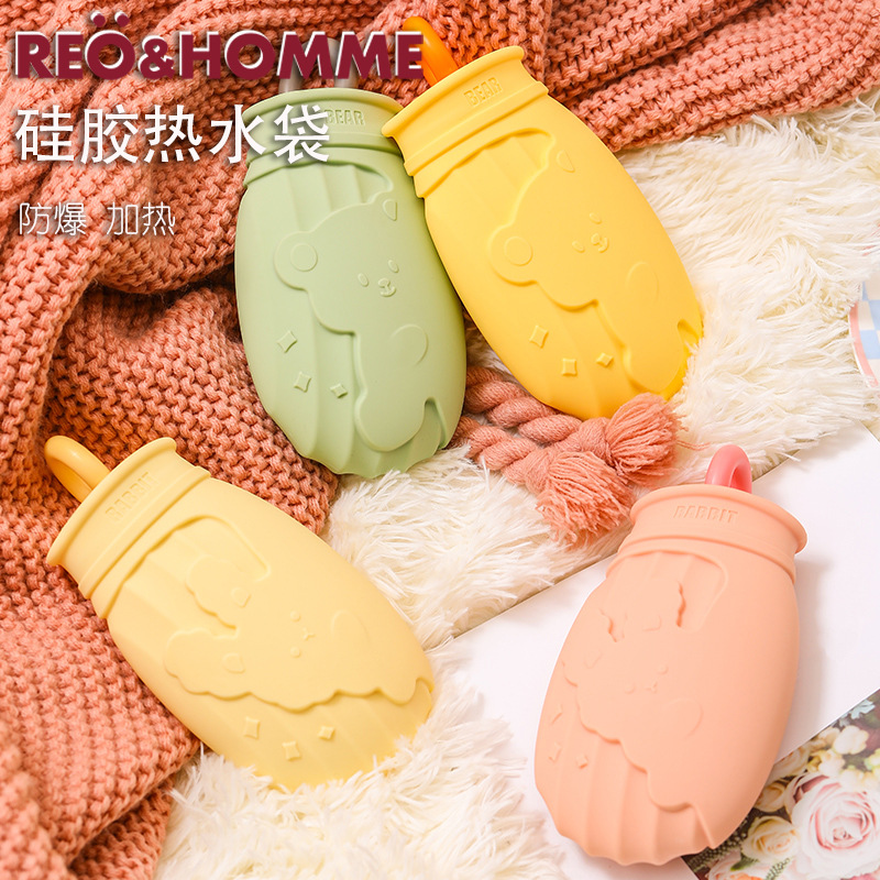 矽膠熱水袋注水防爆暖水袋小暖手寶卡通可愛暖水寶毛絨暖手袋批發