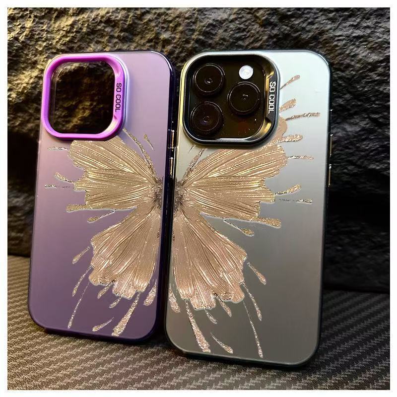 Nueva mariposa dorada para iPhone 16 funda para teléfono móvil Apple 15promax/14 anti-caída 13pro12 personalidad 11