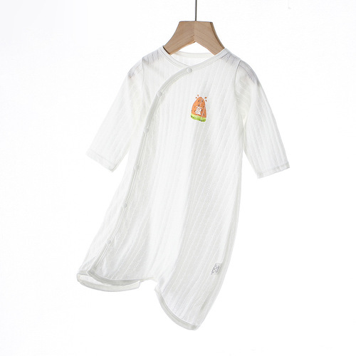 Baby clothes, summer style, baby air-conditioned room belly protection jumpsuit, baby sleeping bag, spring and autumn pure cotton newborn thin pajamas