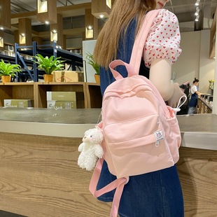 Girls Canvas Small Schoolbag Japanese Style Style Small Fresh Backpack Korean Style Mini Candy Color Student Travel Backpack Wear-Resistant