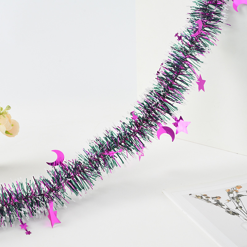 Decoración de festivales transfronterizos, estrellas, luna, barras de colores, fiestas navideñas, celebraciones, arreglos de eventos, tiras de lana