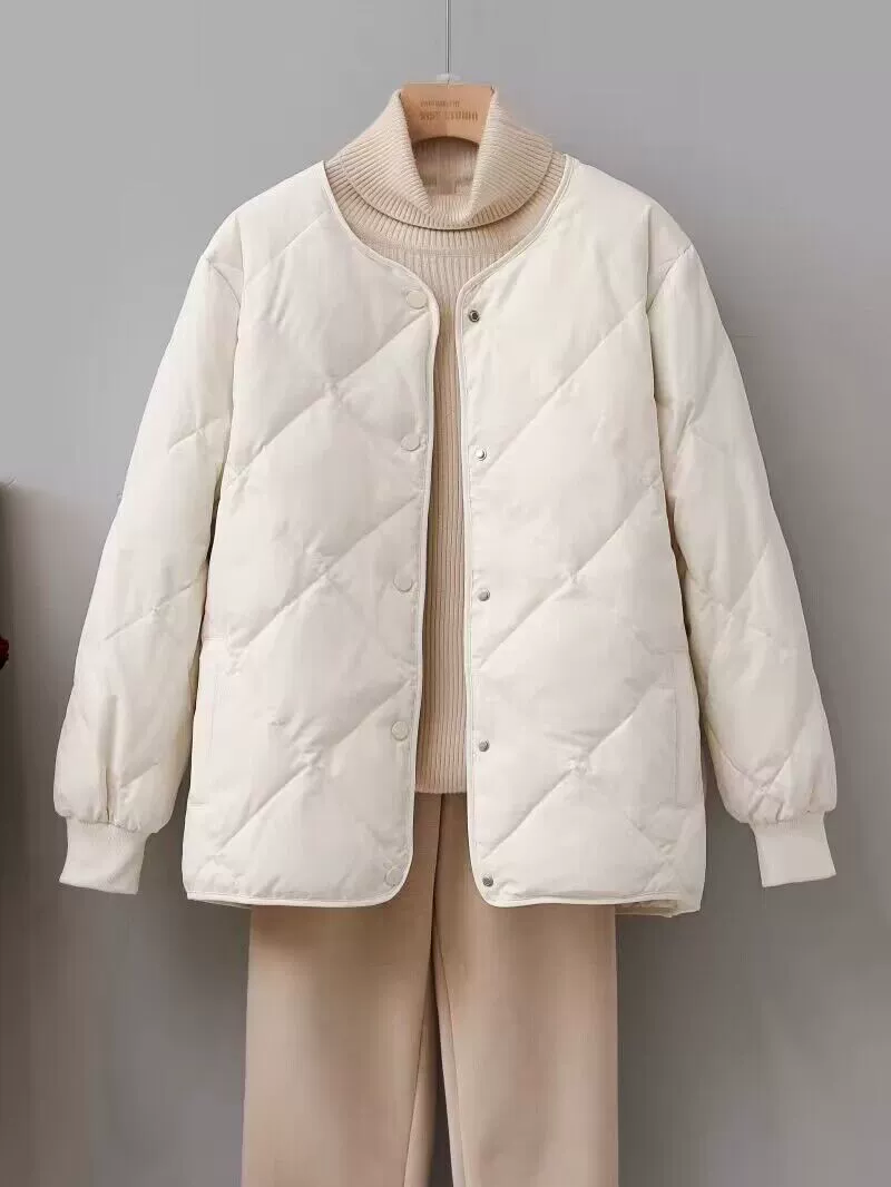 Легкая и тонкая короткая демисезонная куртка-бомбер с пухом, oversize, для подростков, круглого воротника
