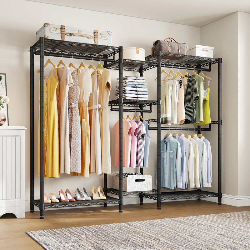 Portable Closet Wardrobe Heavy Duty Clothes Rack, Freestanding Bedroom Organizer with 4 Hanging Rods and 8 Shelves