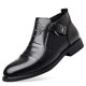 Autumn and Winter New Men's Business Casual Leather Shoes High and Low Top Lion Head Zipper Pointed Leather Shoes Three-Joint Casual
