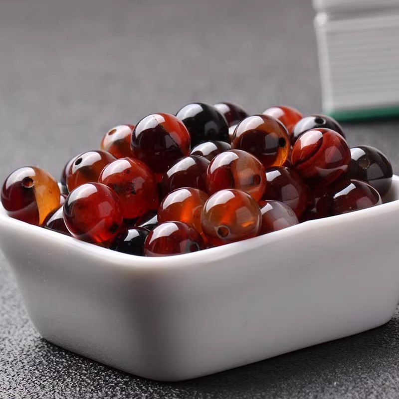 天然梦幻玛瑙散珠水晶珠子diy条纹圆珠子半成品手链项链串珠饰品