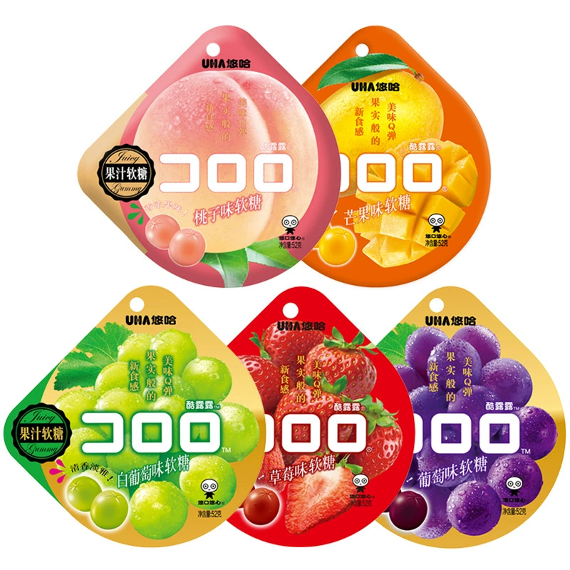 Candy (UHA) cool dew juice soft fudge, assorted fruit flavors, 72-pack box
