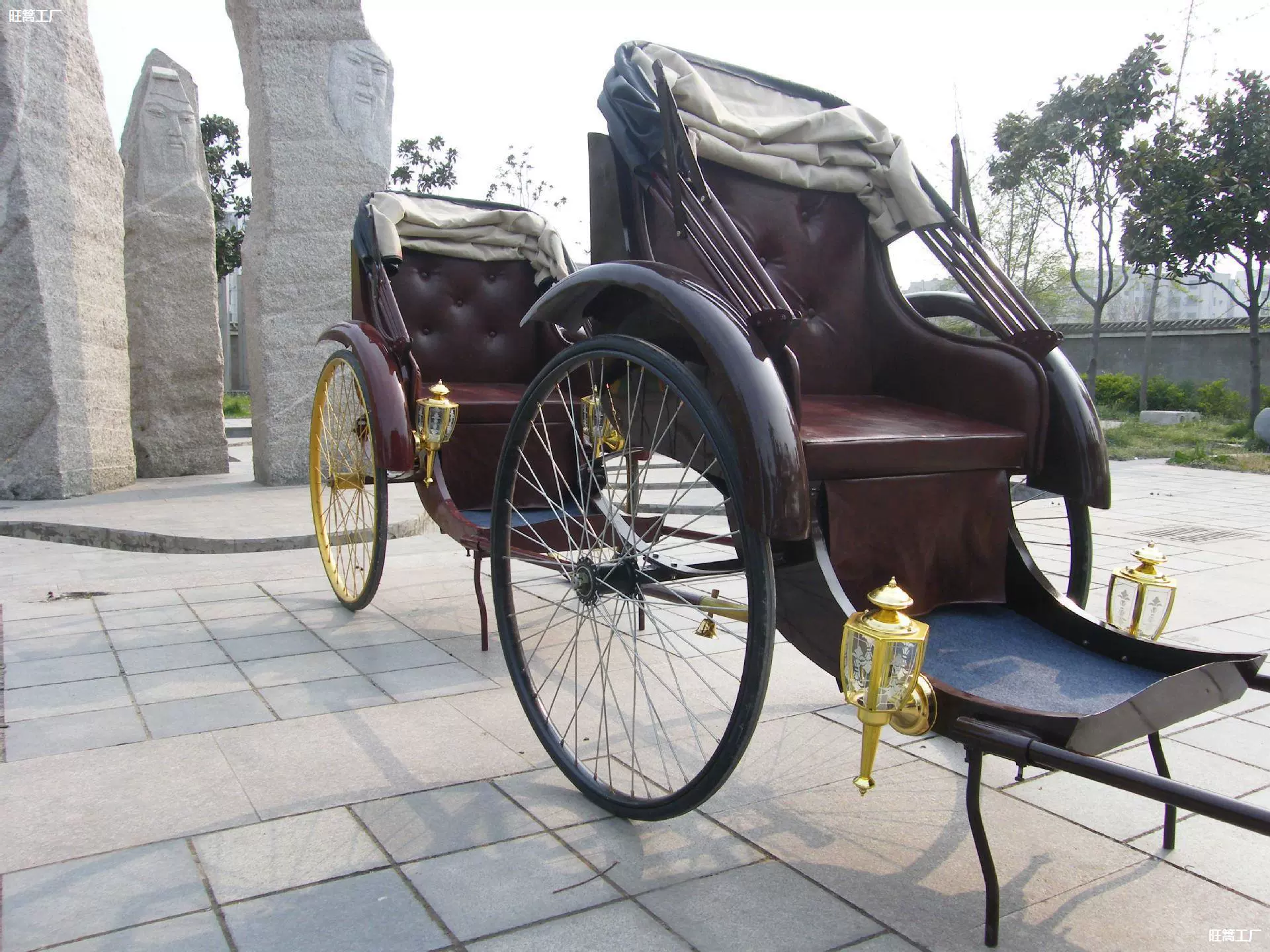 Трехколесный рикша в античном стиле для двоих, ручной привод, для реквизита, древняя сцена, свадьба в Шанхае, экскурсионный рикша.