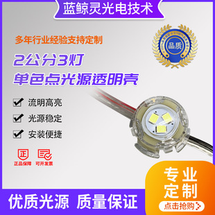 2cm 3-Light Single-Color Point Light Source with Transparent Shell, Outdoor Waterproof Marquee Light, Door Head Decorative Light, Led Point Light Source