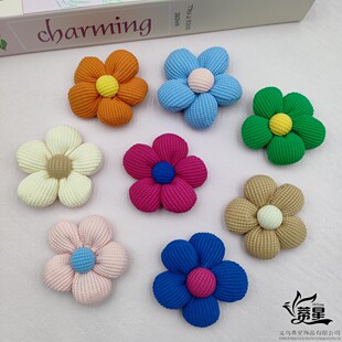 New Korean Style Stereo Cotton-Filled Plaid Flower DIY Knitted Fabric Clothing Bag Accessories Hair Accessories Socks Hat Accessories