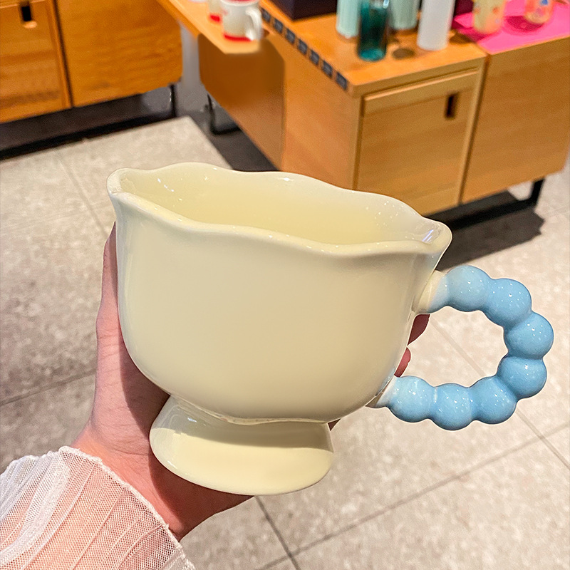 Cute blue cup handle [single cup] / 401-500ml