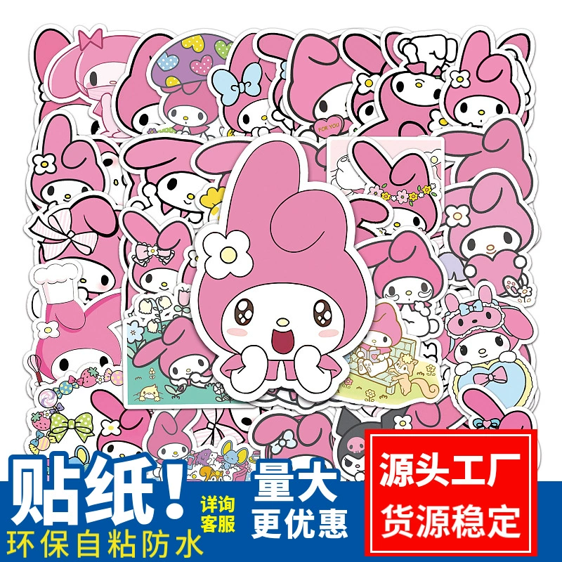 100 штук наклеек Sanrio My Melody для багажа, блокнотов, украшения автомобиля, водонепроницаемые наклейки для ежедневников