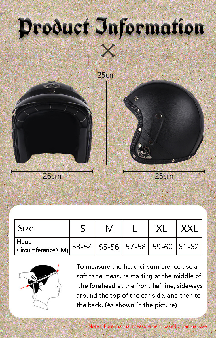 Four Seasons Retro Harley Helmet Leather Electric Vehicle 3/4 Half Helmet Big Turtle King Scooter Motorcycle Helmet