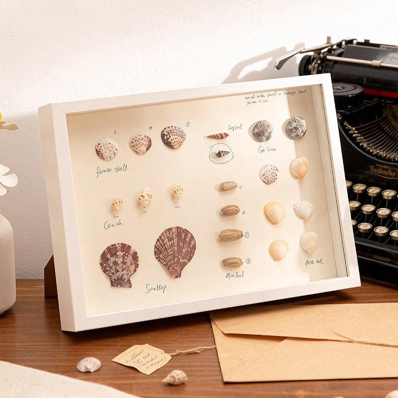 DIY Handmade Photo Frame Stereo Hollow Specimen Frame Shell Stone Plant Dried Flower Collection Preservation Display Picture Frame