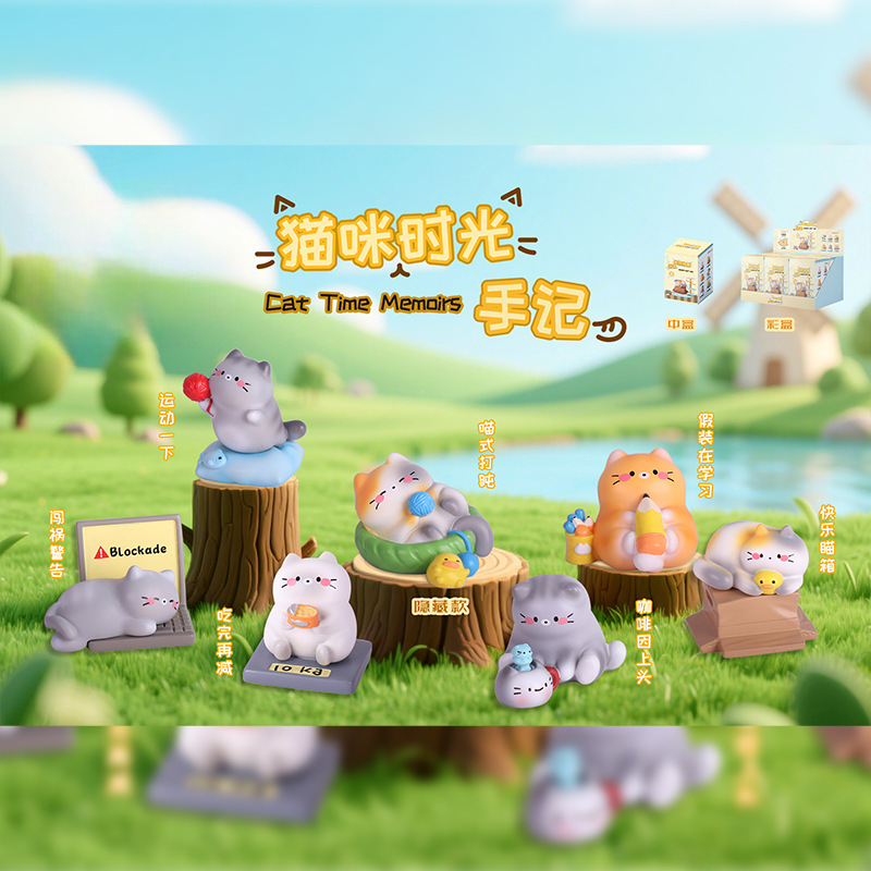 小红书同款可爱卡通公仔喵小黑的工作日常盲盒树脂工艺小摆件批发|undefined