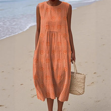 欧美跨境印花女士时尚修身印花长裙3D印花女士潮流长裙个性数码印