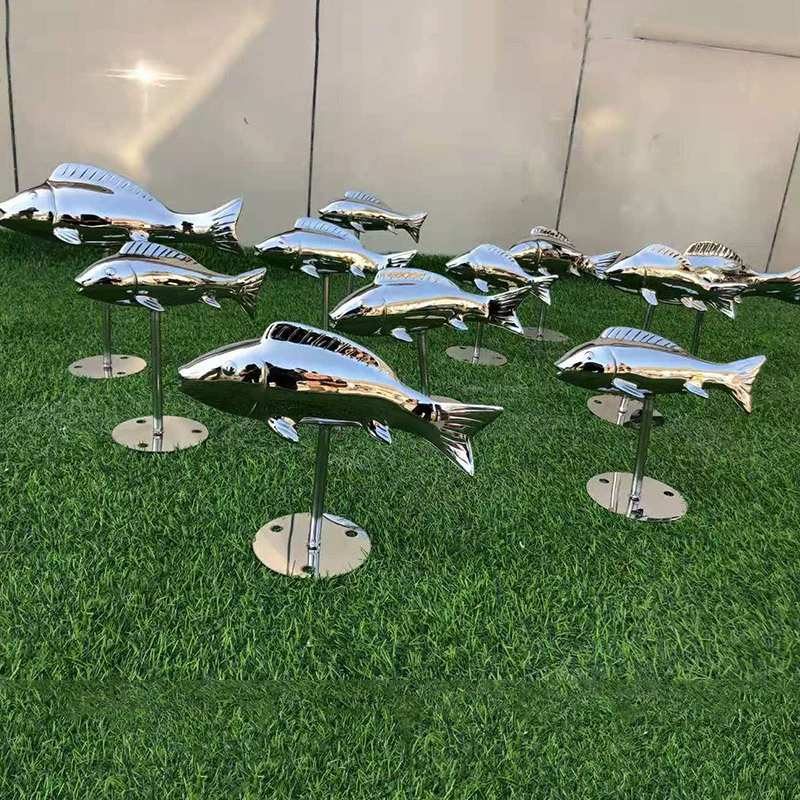 Творческий нержавеющая сталь Зеркало Абстрактный Рыба Скульптура Искусство Пейзаж Открытый Парк развлечений Бассейн Эскиз Украшения