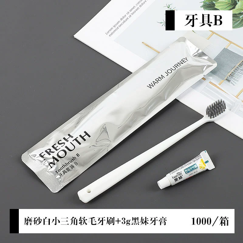 Disposable set for hotel, slippers, toothbrush, toothpaste