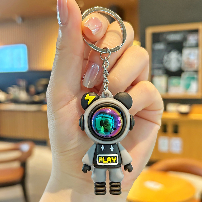 Nuevo astronauta cielo estrellado conejo llavero pvc llavero de goma suave bolsa de pareja colgante de muñeca tridimensional al por mayor