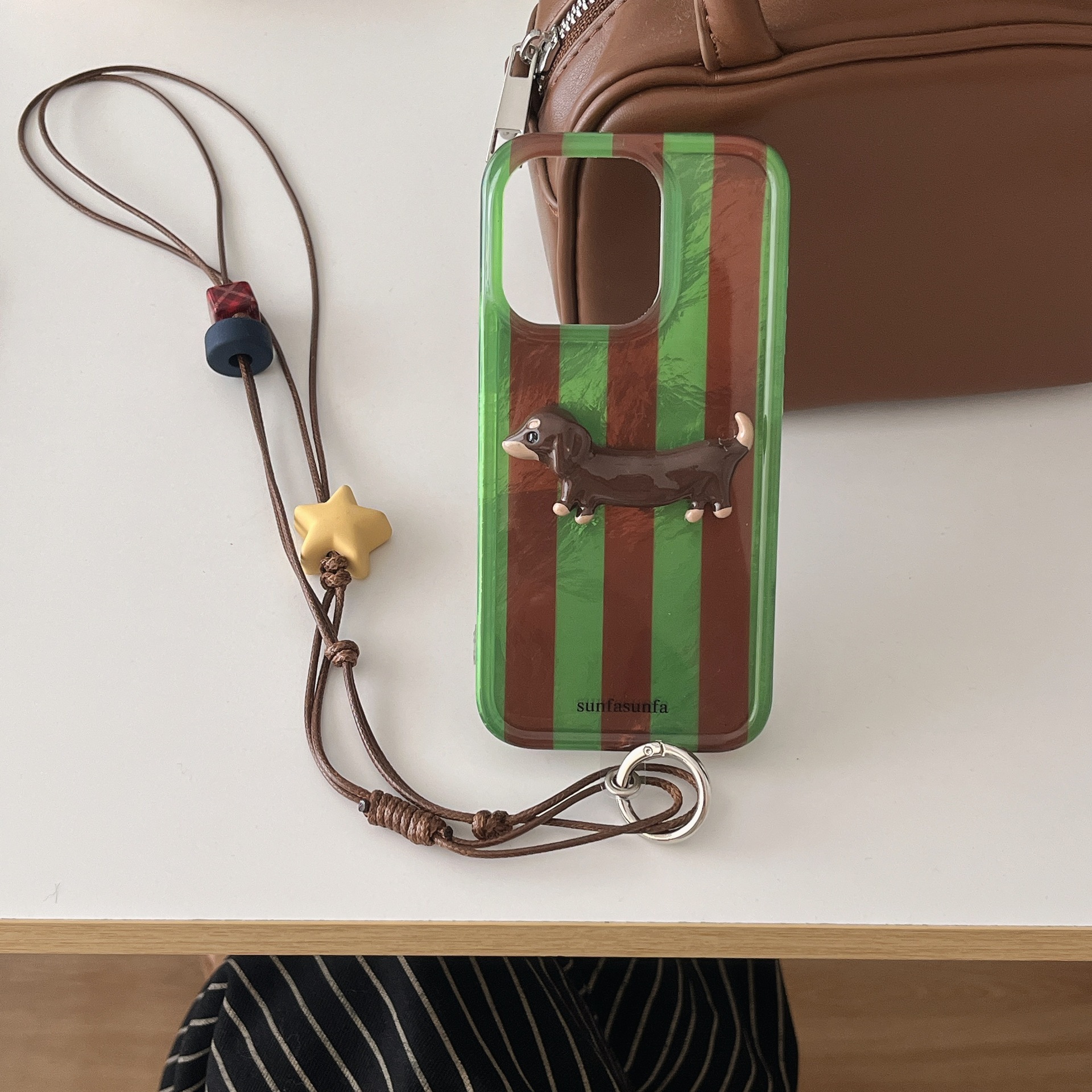 Nuevo perro tridimensional a rayas ins para Apple 16ProMax funda para teléfono móvil 14 cordón iPhone 15P hembra