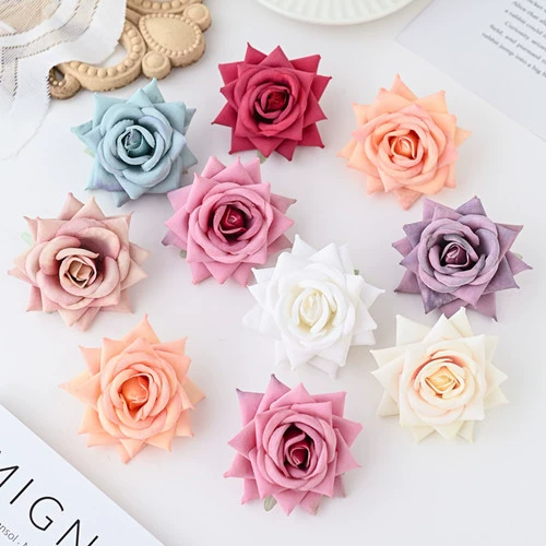 Имитация цветка Имитация Velvete Rose 8 см Цветок DIY Грудь Цветок Украшение ручной работы Фэнтези Цветок Свадебная Роза Головка