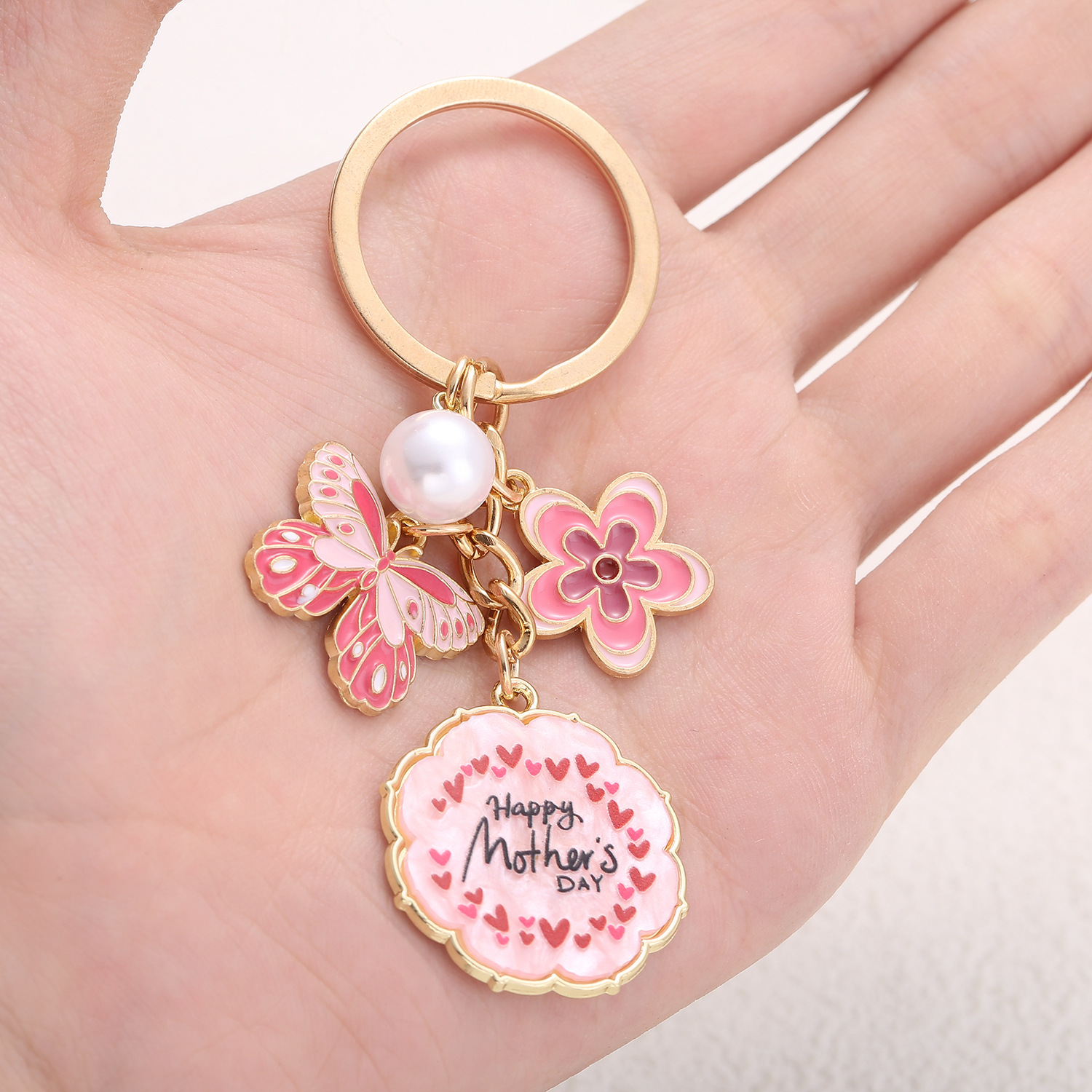 Mother'S Day Festival 1 Piece Simple Style Classic Style Flower Butterfly Alloy Enamel Mother'S Day Bag Pendant Keychain
