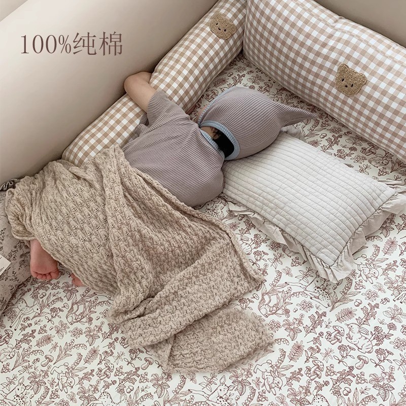 Baby Bed Bed Sheets Single Piece Pure Cotton Type a 100 Cotton Splicing Bed Bed Sheets Dormitory Single Mother and Baby Grade Kindergarten