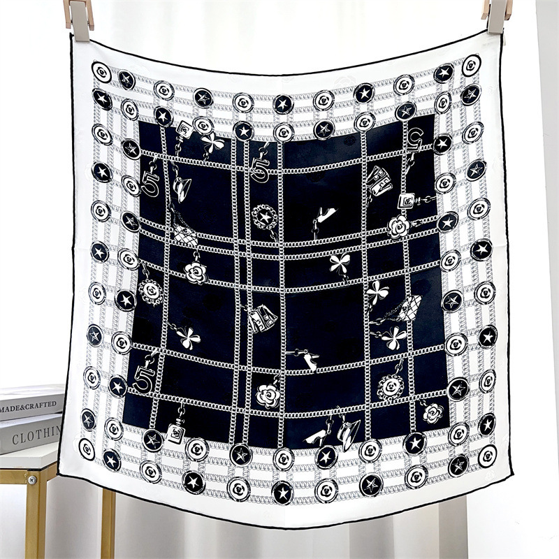 Pañuelo Cuadrado de Seda Jacquard Doble Cara para Mujer 100% Seda de Morera, con Protección Solar
