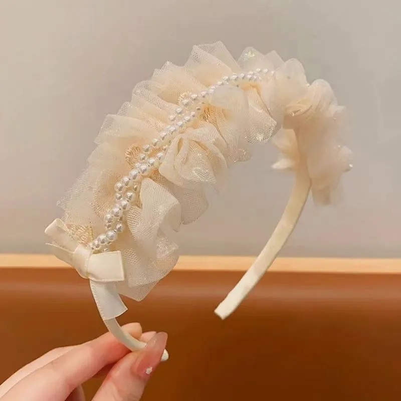 Băng đô lưới ngọc trai [màu be]