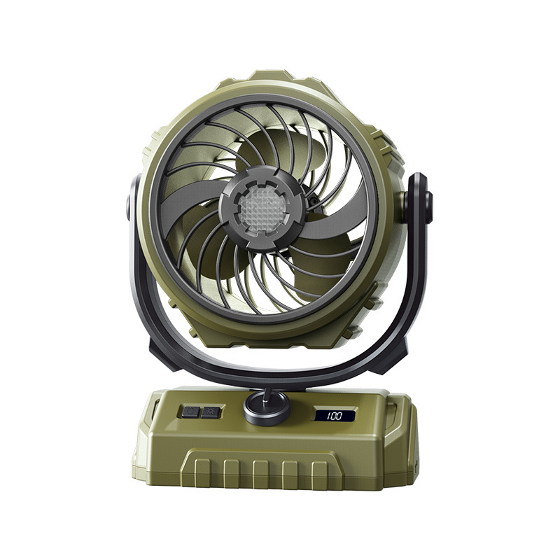 Ventilador de camping de gran capacidad con pantalla digital de iluminación de 6 pulgadas, modelo nuevo 2025 transfronterizo, de 100 velocidades y alta velocidad para exteriores.