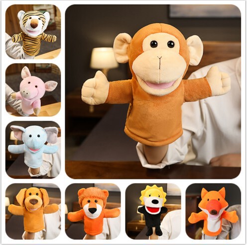 Cow Lion Hand Puppet Mouth Movable Parent-Child Game Storytelling Ventura Plush Toy Elephant Mouse Mouth Can Open