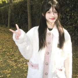 超甜小香风!!!【超软羊羔毛】polo领开衫卫衣女INS韩版学生外套潮