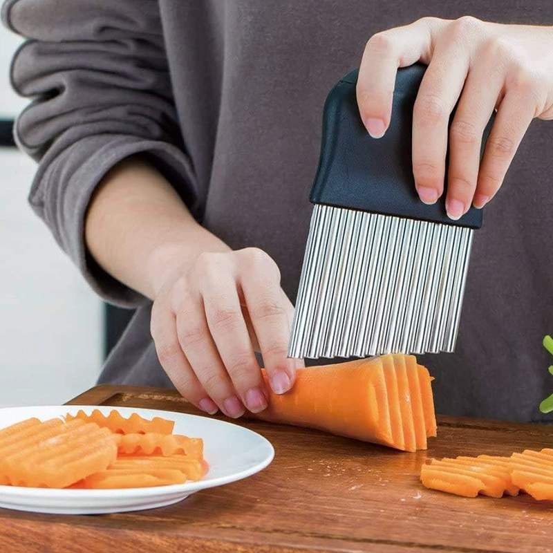 Нержавеющая сталь Многофункциональный нарезанный картофель фри кухонный инструмент Домашний волновой нарезчик для внешней торговли