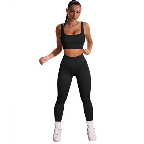 Yoga Set for Amazon Sports Bra + Hip-Lifting Pants Two-Piece Set, European and American Plus Size Foreign Trade Fitness Clothes