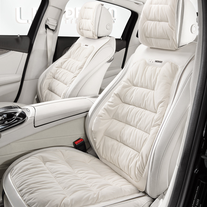 Cushion Plush Car | Universal Seat cushion, seat cover - double-seat-pure-white