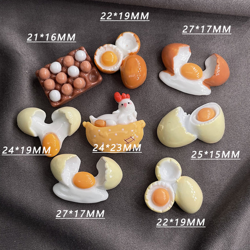 Egg Omelette Simulation Food Toy Resin Decorative Accessory DIY Phone Case Cream Adhesive Handmade Hairpin Small Sticker