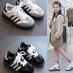 兒童板鞋小白鞋2024新款春秋季女童軟底運動鞋男童休閒鞋寶寶鞋子