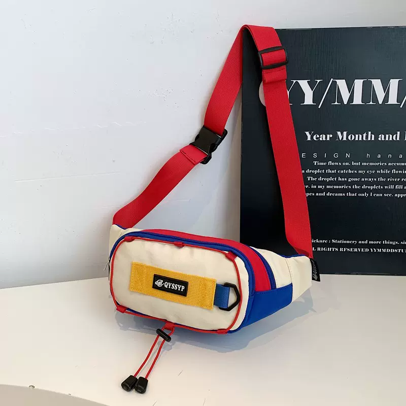 女包腰包拼接新款可爱女撞色小众斜挎胸包运动风百搭手机零钱腰包