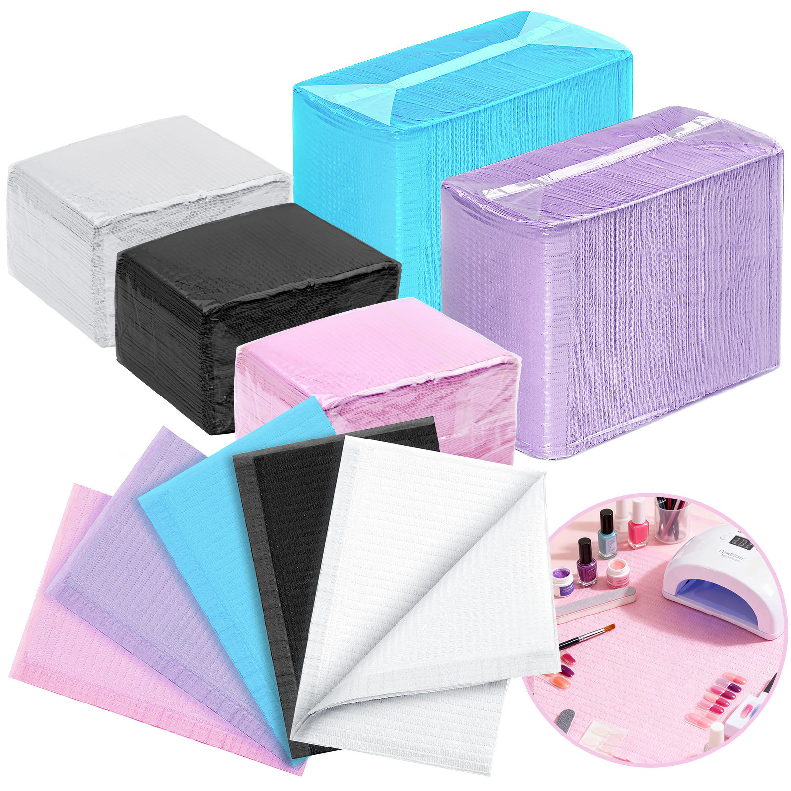 Ventas transfronterizas en caliente manicuría papel de mesa desechable almohadilla de limpieza impermeable almohada toallas de mesa absorción de agua herramientas de manicuría