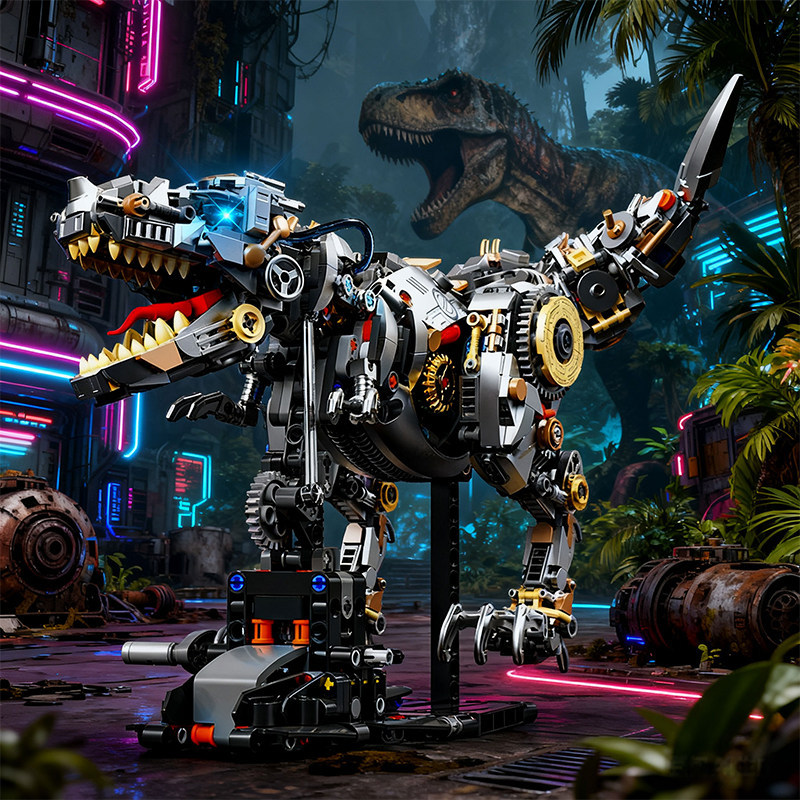 Compatible con los modelos de ballenas, dinosaurios y pulpos mecánicos de LEGO, bloques de construcción infantiles con luces, nuevos juguetes transfronterizos.