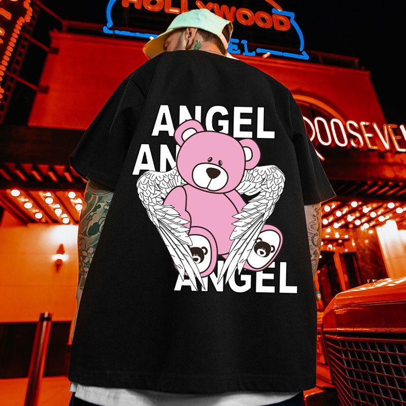 Cross-Border Short-Sleeved T-Shirt for Boys and Girls Cartoon Bear Ins Boyfriend Style Couple Casual Korean Style Pullover Five-Quarter Sleeve T-Shirt Cross-Border Short-Sleeved T-Shirt for Boys and Girls Cartoon Bear Ins Boyfriend Style Couple Casual Korean Style Pullover Five-Quarter Sleeve T-Shirt