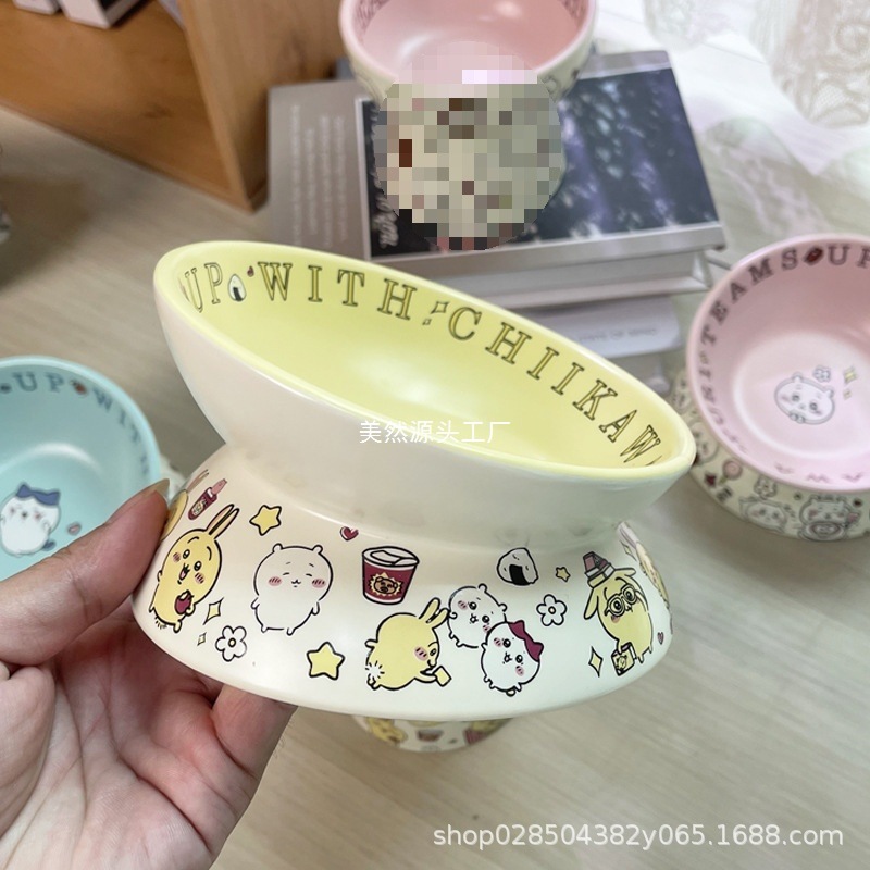 Jiyikawa 猫ボウル 黒あご防止猫 Usachi 缶詰フードボウル セラミックドッグフードボウル 猫 Xiaoba デザートボウル|undefined