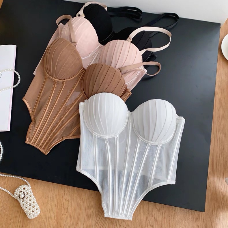 Top camisole senza spalline con stecche e coppe imbottite_voghion.com