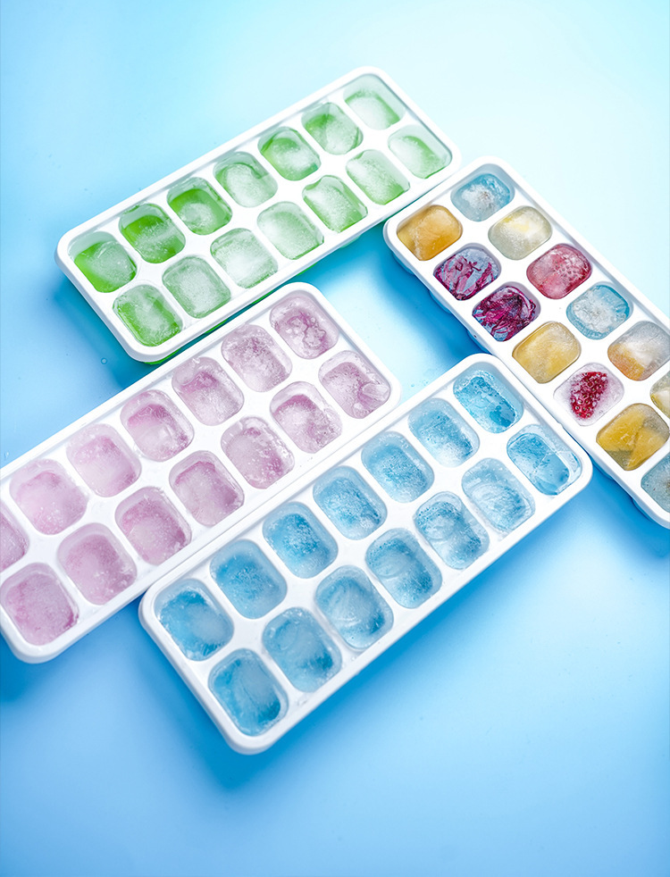 6-compartment 14-compartment square ice cube mold, silicone soft-bottomed ice cube box with lid easy to remove, homemade ice cube box