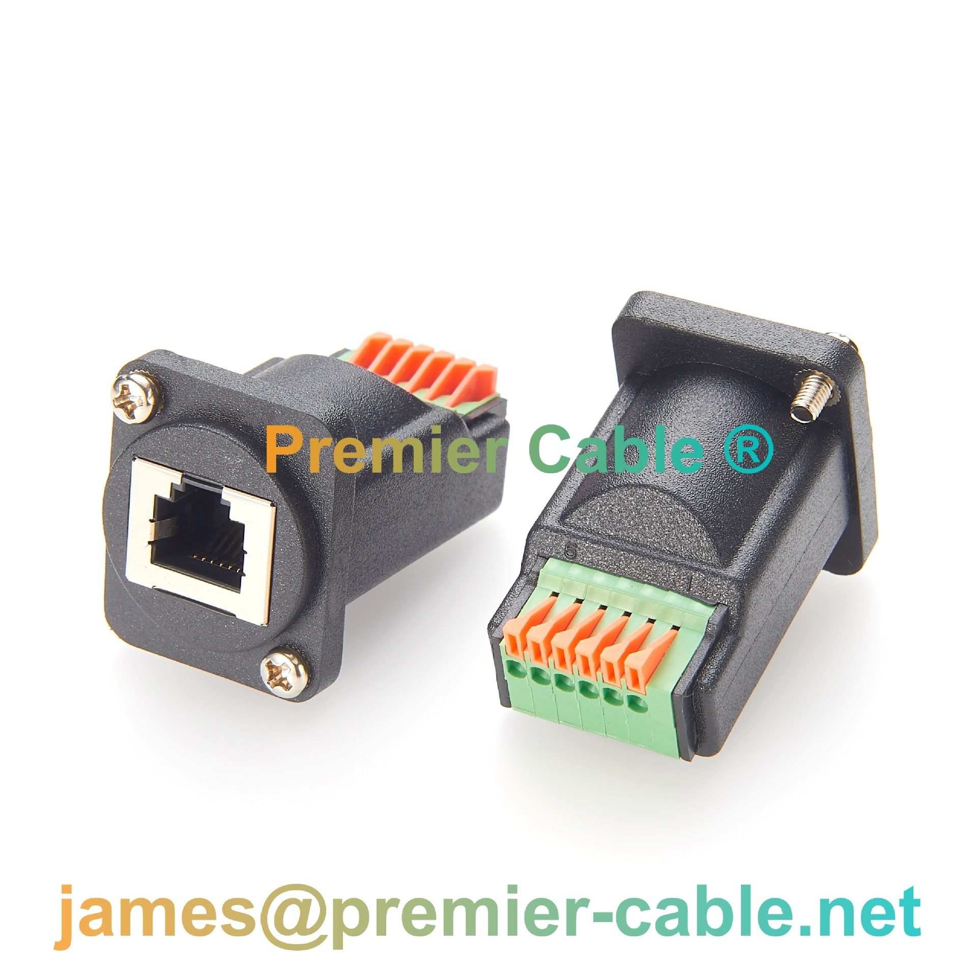 RJ12 6P6C 面板安装接线端子模块 | 电话接口转螺丝端子 | 工业