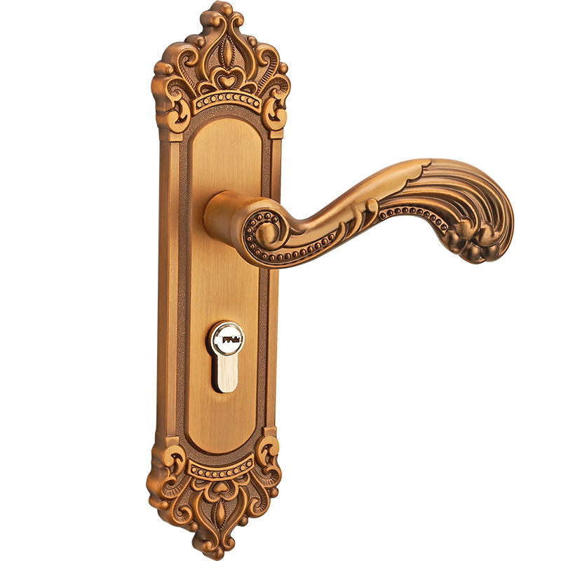 De estilo europeo Huanggu dormitorio de madera manija de la puerta mudo cerradura de la puerta mecánica al por mayor manija de hardware de interior cerradura de la puerta universal