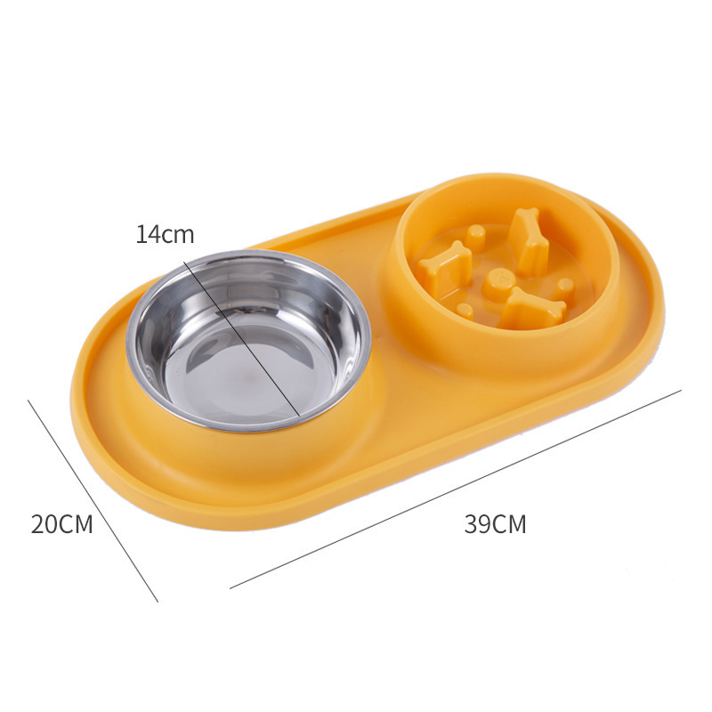 Pet Slow Food Bowl antiestrangulador de doble propósito doble tazón antigolpes pequeño gato y perro de alimentación de agua tazón de alimentación de comida lenta tazón doble tazón de gato