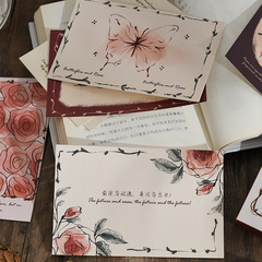 Rose Poet Postcard Hand-painted High-end Birthday Message Greeting Card Romantic Teachers' Day Greeting Card Gift Decoration 