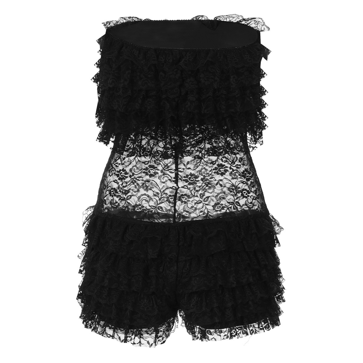 French Women Wear Autumn Sexy Mesh Lace Tube Top Jumpsuit Women