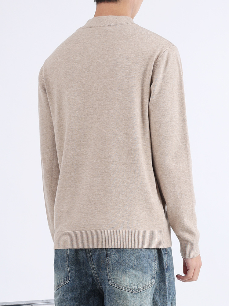 Suéter de invierno de hombre, camiseta de punto de cuello redondo de hombre, marca de tendencia simple, camiseta de punto caliente de fondo, suelta, perezosa